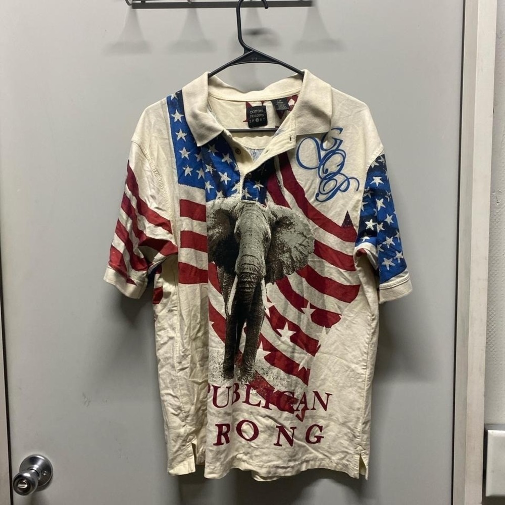 Large Cream Republican Strong Polo Shirt